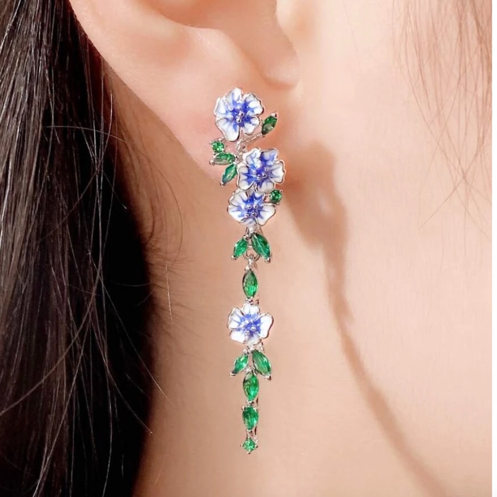 ❤️ FREE Long Drop Flower Floral Hipster Hippie Drop Hipster Chic Glam Earrings